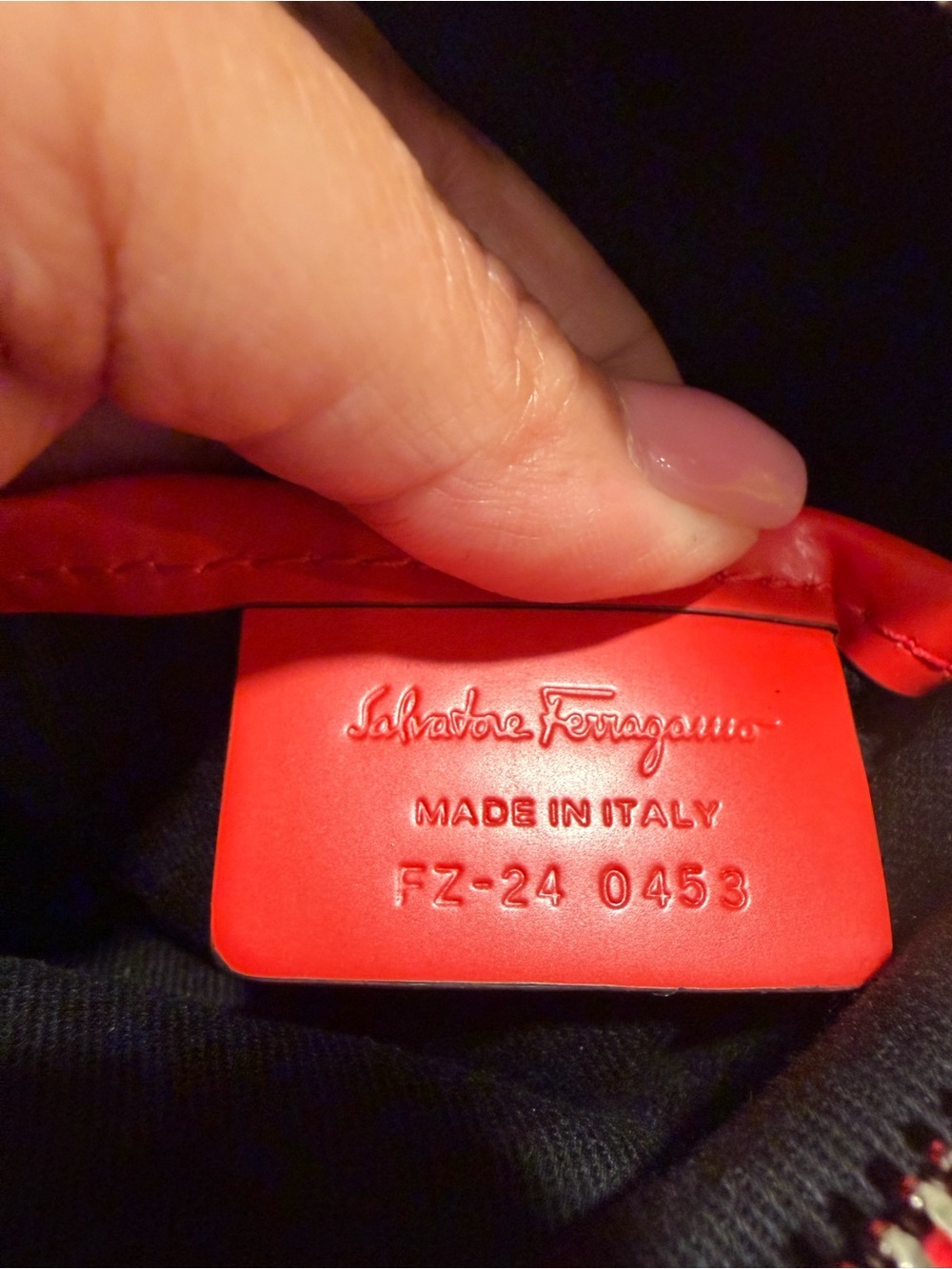 Salvatore Ferragamo Red Embossed Patent Leather Crossbody - Picture 7 of 13